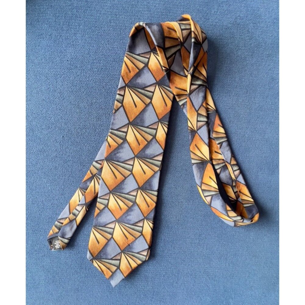GRATEFUL DEAD Neck Tie Wings Third Set JERRY GARCIA Gray Amber 100% Silk USA